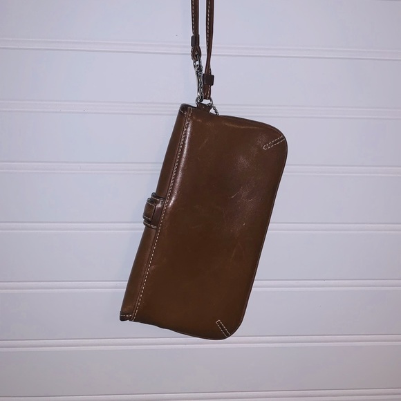 Coach Soft Brown Leather Wristlet - Picture 2 of 5